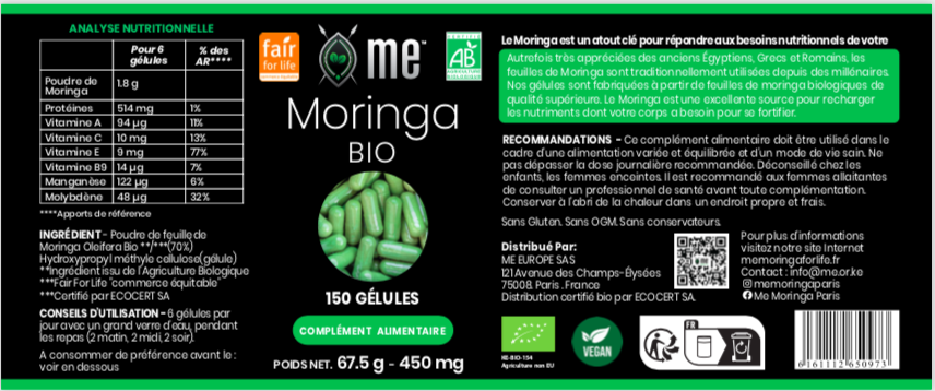 GELULES me® de poudre de moringa bio